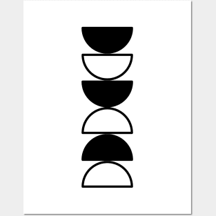 Minimalist Modern Geometric Black and White Moon Shape Posters and Art